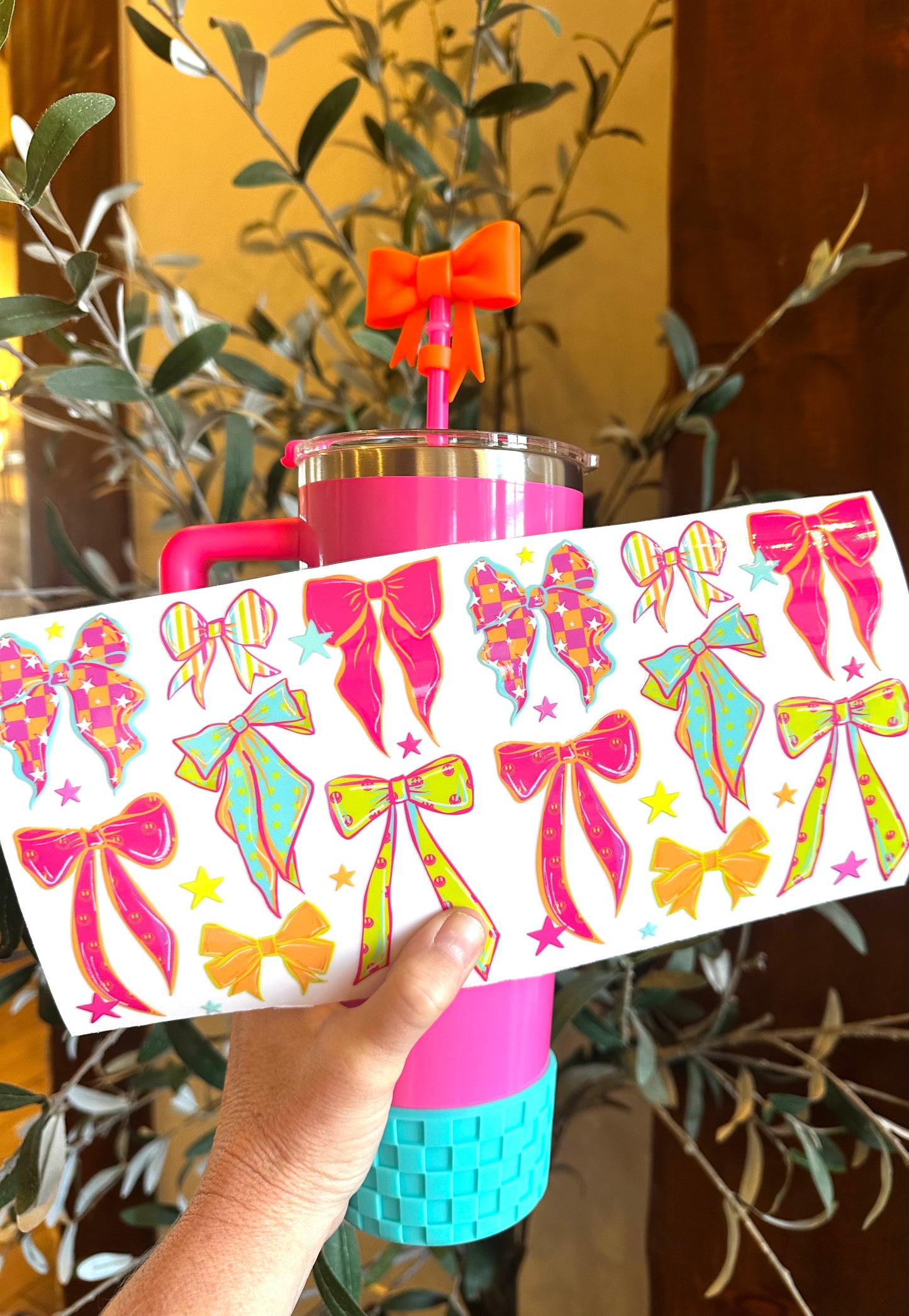 Neon 40 oz Stainless Steel Handled Tumbler