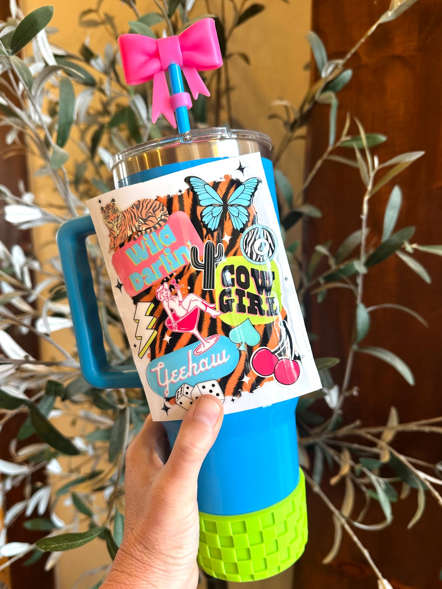 Neon 40 oz Stainless Steel Handled Tumbler